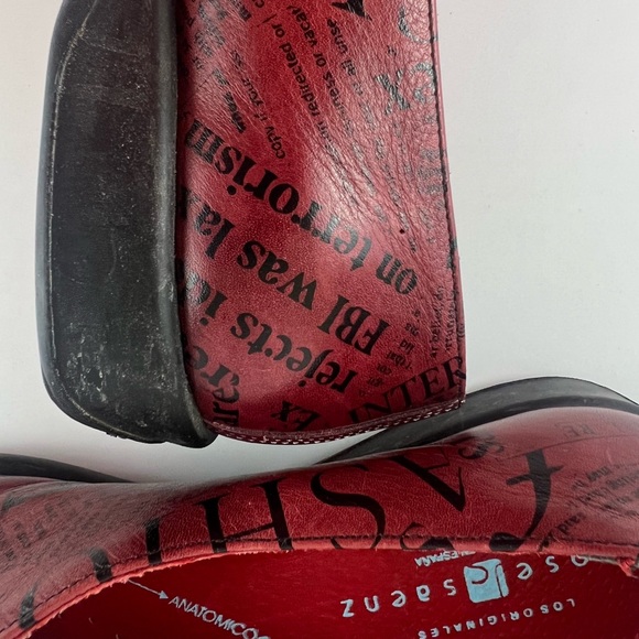 Jose Saenz Vintage Red Print Genuine Leather Women's Flats EUR 41/US 8 - Picture 8 of 12